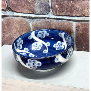 Vintage Blue & White‎ Porcelain Footed Rice Tea Bowl Decoration Asian Japanese